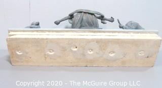 Heavy Bronze or Lead Sculpture.  Made in France and mounted to marble base.  Measures approximately 14" x 10".