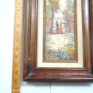 Framed Oil on Canvas Signed by Impressionist Artist Alan Walters.  A Walk in the Woods. Measures Approx. 9" x 17"