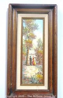 Framed Oil on Canvas Signed by Impressionist Artist Alan Walters.  A Walk in the Woods. Measures Approx. 9" x 17"