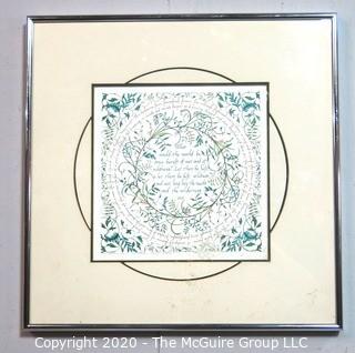 Framed Under Glass Literary Calligraphy "Inversnaid" Print Signed and Numbered by Artist Susan Loy