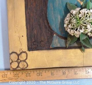 Wood Hand Carved Folk Art Painting.  Three Dimensional.  Signed by Artist.