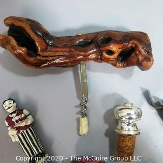 Collection of Bottle Openers Including Coca Cola and  Wood Hand Carved.