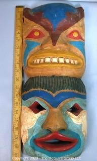 Carved Wooden Tiki Totem or Double Mask