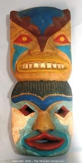 Carved Wooden Tiki Totem or Double Mask