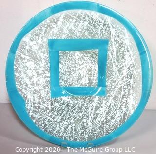 Artisan Made Fused Glass Charger or platter.  Measures approximately 17" in diameter.