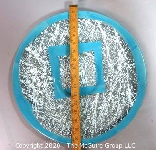 Artisan Made Fused Glass Charger or platter.  Measures approximately 17" in diameter.