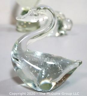 Group of Clear Crystal and Art Glass Figurines of Animals including Birds, Horses, etc