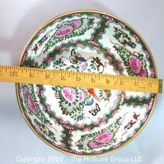 Asian Inspired Hand Painted Porcelain Serving Bowl.  Measures approximately 10" in diameter.