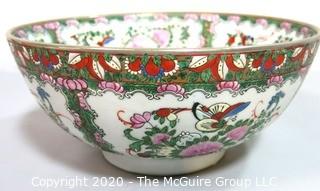 Asian Inspired Hand Painted Porcelain Serving Bowl.  Measures approximately 10" in diameter.