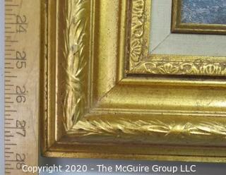 Gilt Framed Oil on Canvas Painting of Herons on Water Signed by Artist and Measures approximately 32" x 28" with Frame