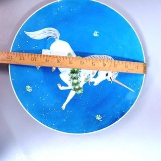 2” Large Decorative Collector Unicorn Platter Plate Blue Gold Signed By Hardy,