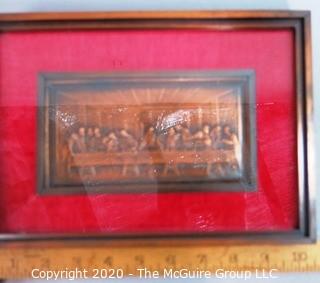 Heavy Framed Copper Bas Relief of Di Vinci Last Supper.  Measures approximately 8" x 11"