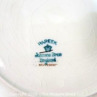 Set of 4 Fine Porcelain China Salad Plates by Johnson Bros. England in Pareek Belvedere Pattern,