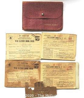 Vintage WWII 1943 War Ration Books in Leather Case