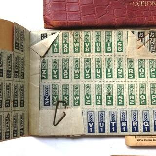 Vintage WWII 1943 War Ration Books in Leather Case