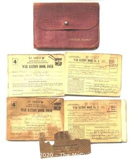 Vintage WWII 1943 War Ration Books in Leather Case