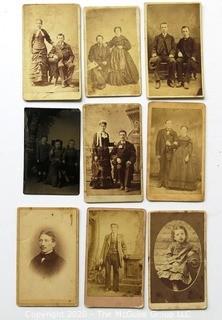 9 Vintage Cabinet Cards and Tin Type Photographs