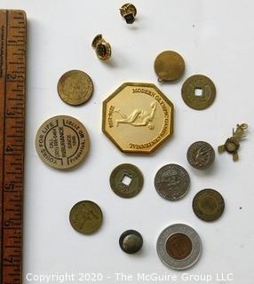 Group of Vintage Coins, Tokens and Pins