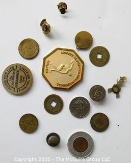 Group of Vintage Coins, Tokens and Pins