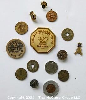 Group of Vintage Coins, Tokens and Pins