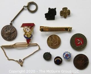 Group of Vintage Masonic, Scouts, Elks Club Etc. Pins etc. 