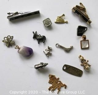 Collection of Jewelry, Includes Charms, Pendants & Tie Bars