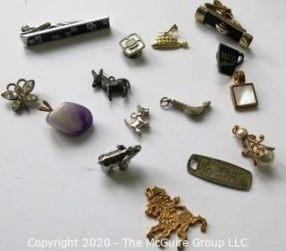 Collection of Jewelry, Includes Charms, Pendants & Tie Bars