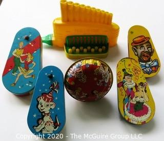 Six Vintage Noisemakers and Toys