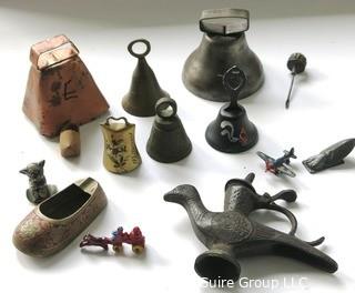 Group of Metal Items including Toys and Bells