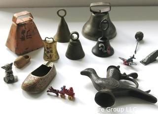 Group of Metal Items including Toys and Bells