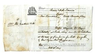 1849 Bill of Lading Shipping Receipt