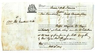 1849 Bill of Lading Shipping Receipt