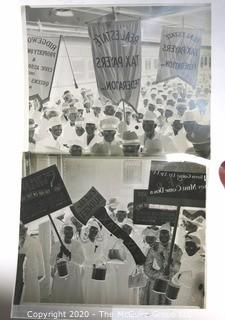 Two Vintage 1950's Black & White Slides of Protesters 
