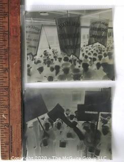 Two Vintage 1950's Black & White Slides of Protesters 
