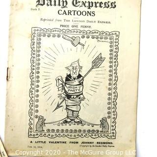 Five Antique 1914 Copies of the Daily Express Cartoons, UK Political Cartoons