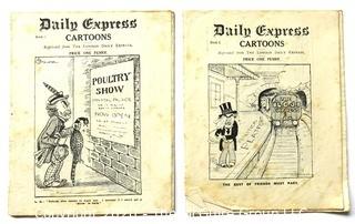 Five Antique 1914 Copies of the Daily Express Cartoons, UK Political Cartoons