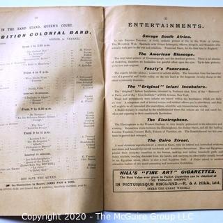 Antique Daily Program from Greater Britain 1899 Exhibition.