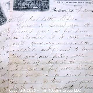 Collection of 1893 Love Letter From a Husband to His Wife on Company Letterhead