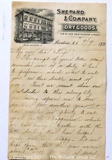 Collection of 1893 Love Letter From a Husband to His Wife on Company Letterhead