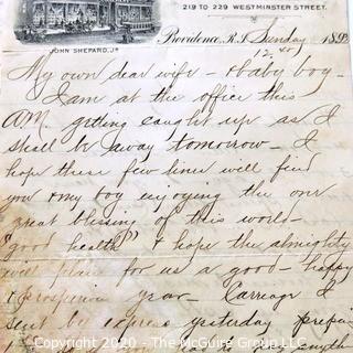 Collection of 1893 Love Letter From a Husband to His Wife on Company Letterhead