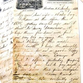 Collection of 1893 Love Letter From a Husband to His Wife on Company Letterhead