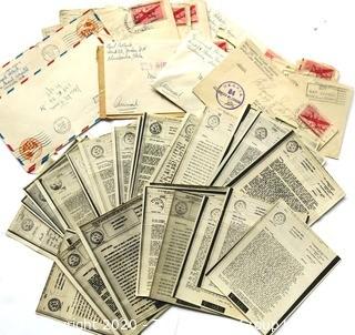 Lot  24 of WWII V-Mail Love Letters Between Soldier and Sweetheart ( Pvt Leonard Pollack & Mildred  Feuer)