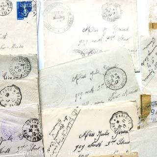 WWI Letters Written by French Soldier to Miss J. Girard in French Between 1916 - 1918 with Posted Envelopes. 