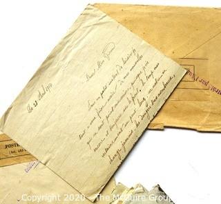 WWI Letters Written by French Soldier to Miss J. Girard in French Between 1916 - 1918 with Posted Envelopes. 