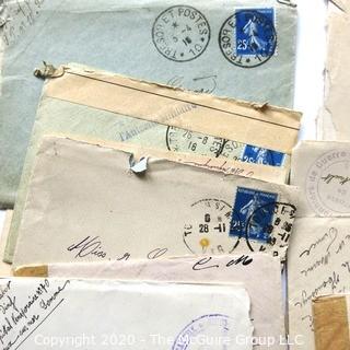 WWI Letters Written by French Soldier to Miss J. Girard in French Between 1916 - 1918 with Posted Envelopes. 