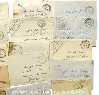 WWI Letters Written by French Soldier to Miss J. Girard in French Between 1916 - 1918 with Posted Envelopes. 