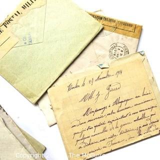 WWI Letters Written by French Soldier to Miss J. Girard in French Between 1916 - 1918 with Posted Envelopes. 