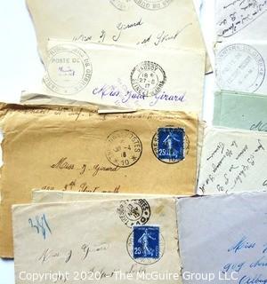 WWI Letters Written by French Soldier to Miss J. Girard in French Between 1916 - 1918 with Posted Envelopes. 