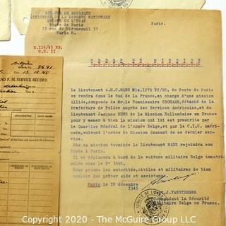 WWII Paperwork from the European Theater.  Some Written in French.