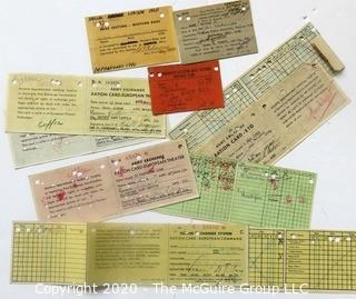 Group of 1946 Army Exchange European Theater Ration Cards and Officer's Club Visitor's Pass